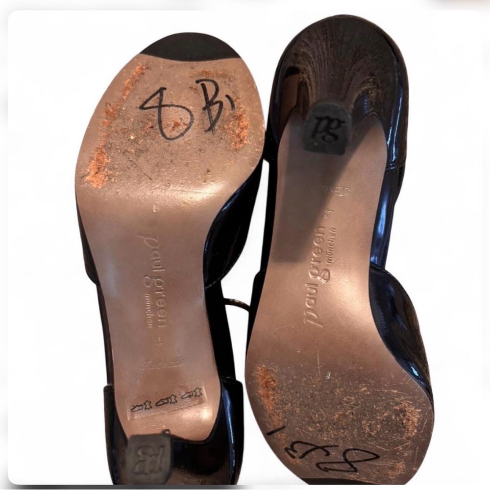 Paul Green München Black Patent Leather T- Strap Heels Sz 6.5 - Picture 3 of 8